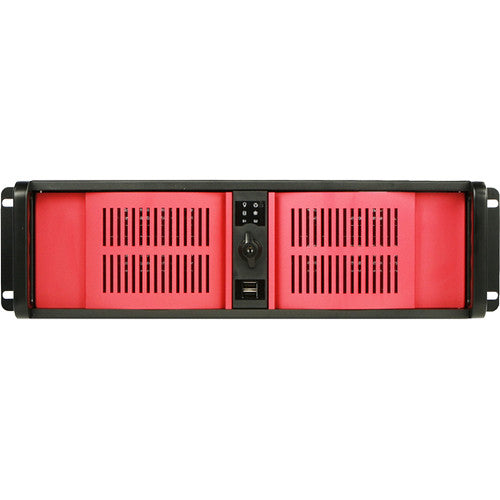 iStarUSA D-300-FS 3U Compact Stylish Rackmountable Chassis (Red Bezel)