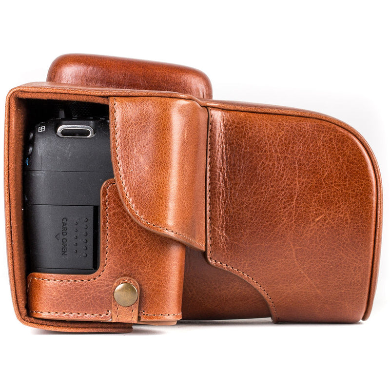 MegaGear Ever Ready Leather Case with Strap for Canon EOS Rebel T7i, 800D, Kiss X9i, 77D, 9000D and 18-55mm (Dark Brown)