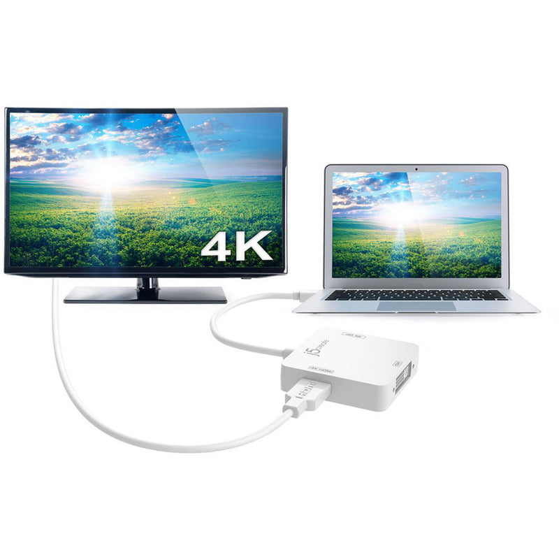 j5create Mini DisplayPort to 4K DisplayPort, HDMI & DVI-D Adapter