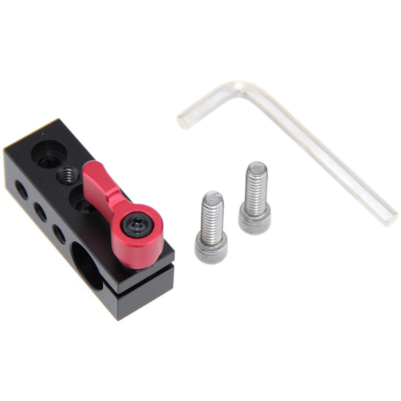 CAMVATE 15mm Rod Clamp with Multiple 1/4"-20 Threads (Red Lever)