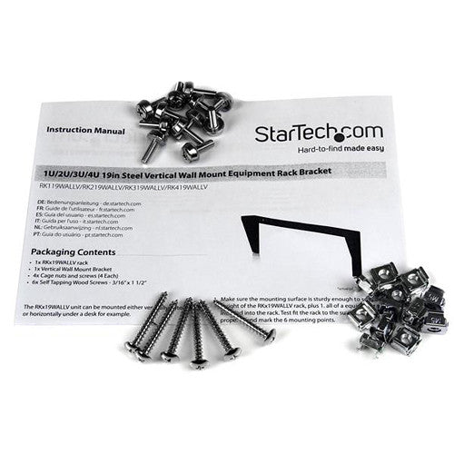 StarTech 4 RU 19" Steel Vertical Wallmount Equipment Rack Bracket