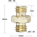 CAMVATE Double 3/8"-16 Male Thread Adapter with Center Hex Nut (2-Pack)