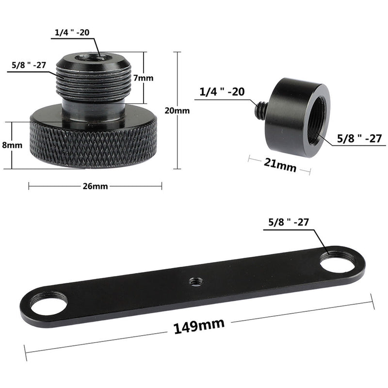 CAMVATE Dual Microphone Mount T-Bracket with 5/8"-27 Threads