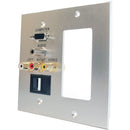Comprehensive VGA & RCA Composite A/V Dual-Gang Wall Plate with Decora Style Cutout & Keystone Blank (Aluminum)