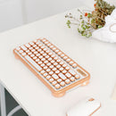 AZIO Posh Retro Compact Keyboard (White Leather / Copper-Brushed Frame)