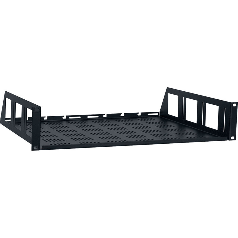 Lowell Manufacturing Vented Rack Utility Shelf-2U, 14"Depth (Black)