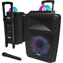 Pyle Pro PSUFM1280B 12" 700W Portable PA System Bundle with Built-In Light Show