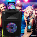 Pyle Pro PSUFM1280B 12" 700W Portable PA System Bundle with Built-In Light Show