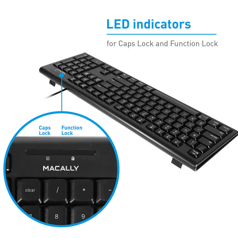 Macally 104 Key Full-Size USB Keyboard (Black)