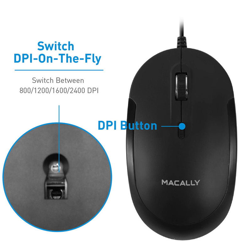 Macally USB Optical Silent Click Mouse (Black)