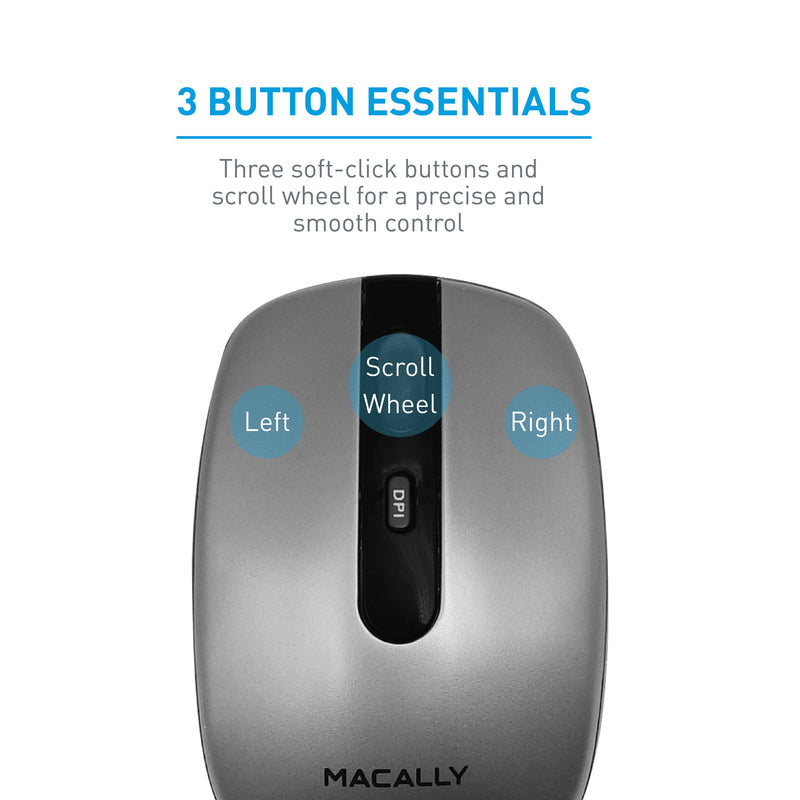 Macally Rechargeable Wireless Optical RF Mouse for Mac & Windows