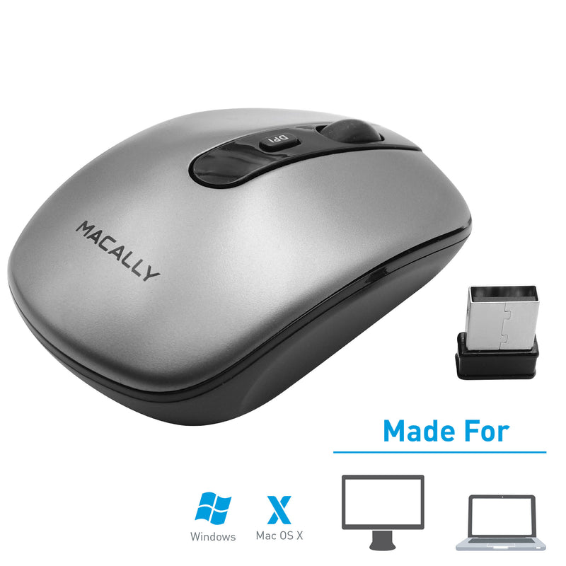 Macally Rechargeable Wireless Optical RF Mouse for Mac & Windows