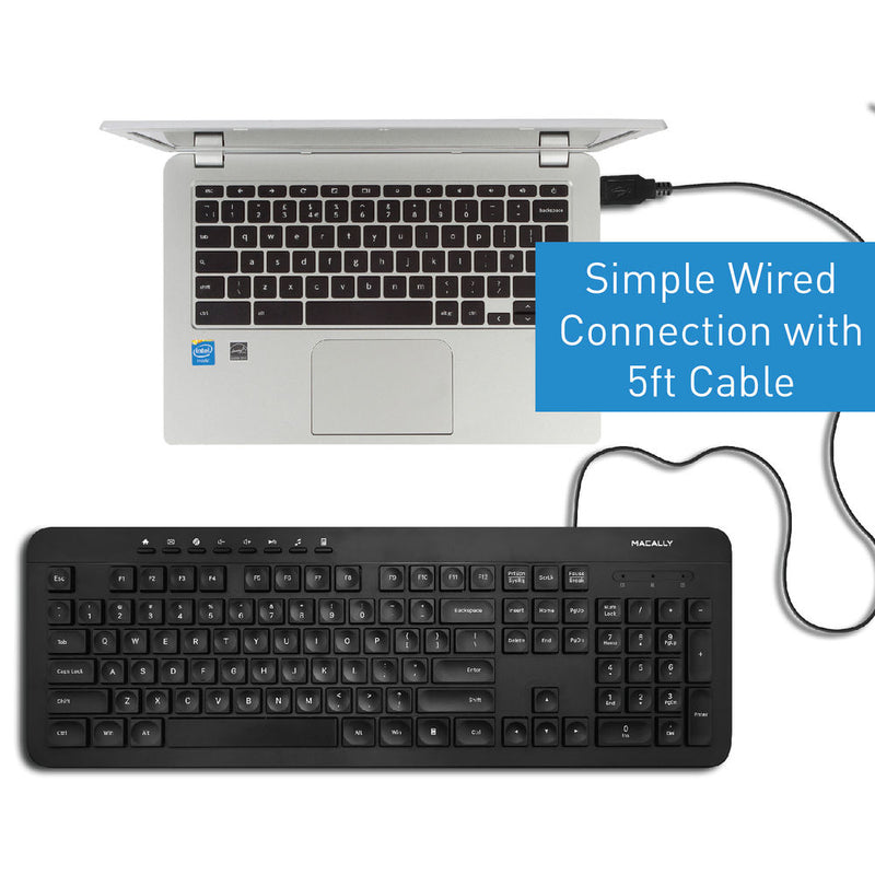 Macally Full Size 112 Key USB Keyboard for PC