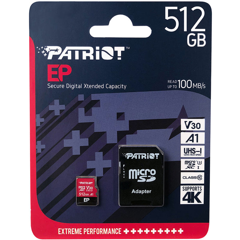 Patriot 512GB EP Series UHS-I microSDXC Memory Card with SD Adapter