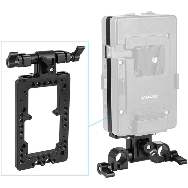 CAMVATE Double-Faced Battery Plate with Adjustable 15mm Rod Clamp & 360&deg; Swivel