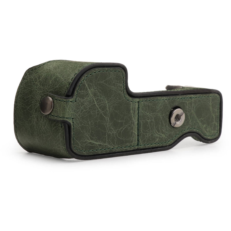 MegaGear Ever Ready Genuine Leather Camera Half Case for Sony Alpha a6400/a6100 (Green)
