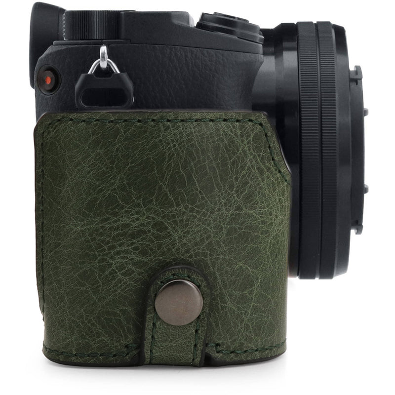 MegaGear Ever Ready Genuine Leather Camera Half Case for Sony Alpha a6400/a6100 (Green)