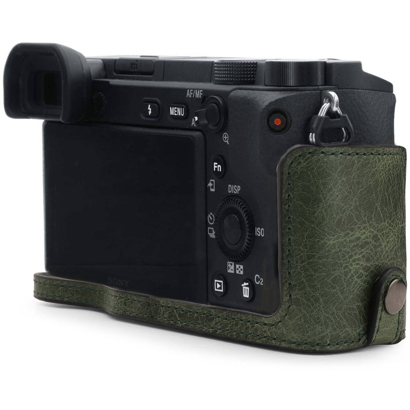 MegaGear Ever Ready Genuine Leather Camera Half Case for Sony Alpha a6400/a6100 (Green)