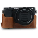 MegaGear Ever Ready Genuine Leather Case for Alpha a6400, a6100 with 16-50mm (Brown)