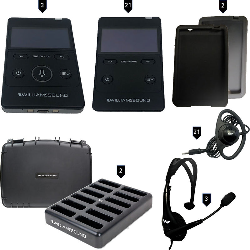 Williams Sound DW400 Series Rechargeable Interpretation System for 3 Presenters and 21 Listeners