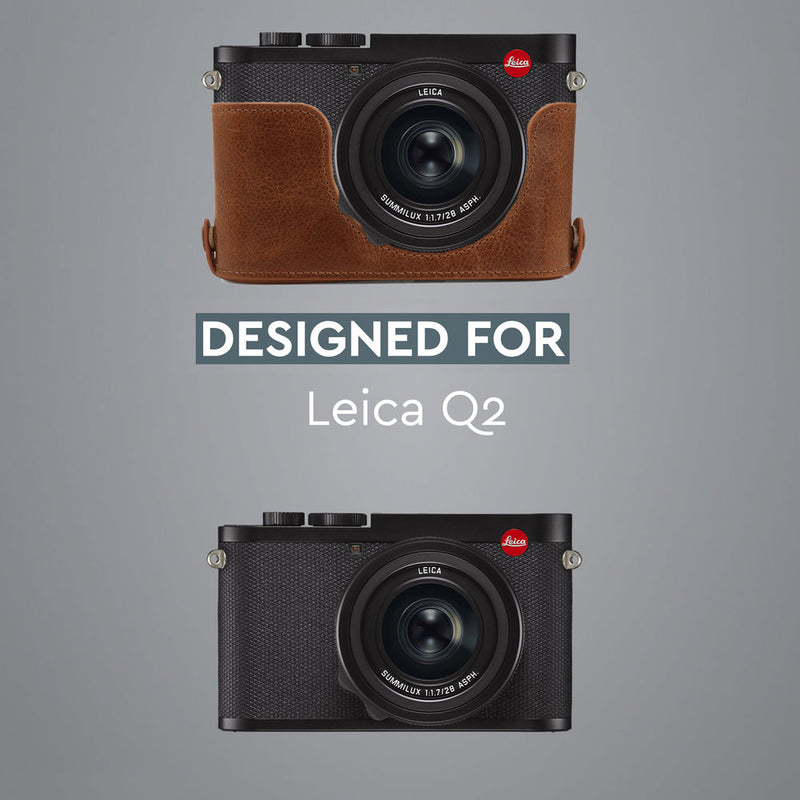 MegaGear Leica Q2 Ever Ready Genuine Leather Camera Half Case (Brown)