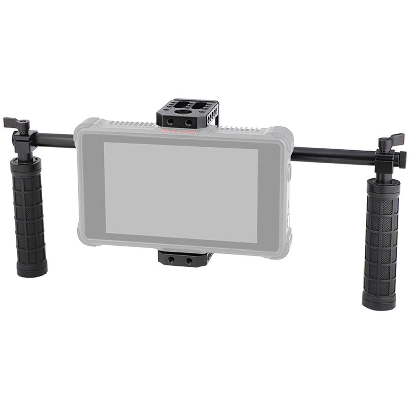 CAMVATE Monitor Cage Kit with Rubber Handgrips and Light Stand Receiver