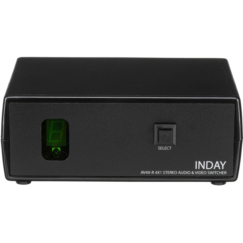 Inday 4x1 Stereo Audio & Composite Video Switcher with IR Remote