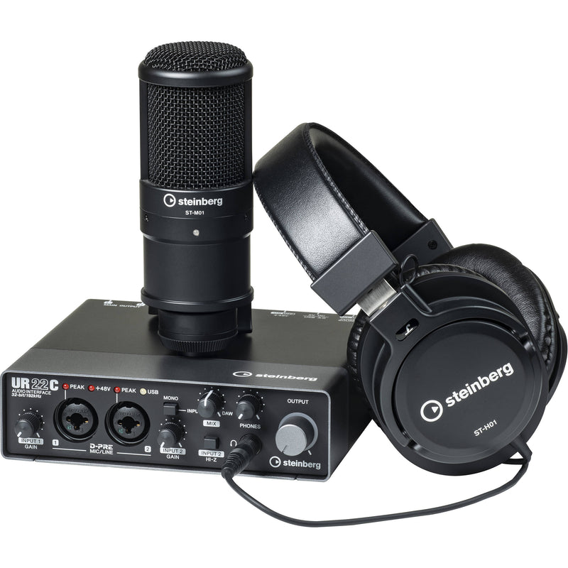 Steinberg UR22C Recording Pack with 2x2 USB Gen 3.1 Audio Interface, Headphones & Studio Mic