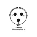 AMPHENOL INDUSTRIAL MS3126F12-3S.. Circular Connector, MIL-DTL-26482 Series I, MS3126 Series, Straight Plug, 3 Contacts, Crimp Socket
