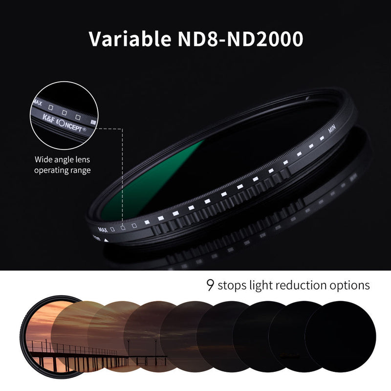 K&F Concept Nano-D Variable ND Filter with Multiresistant Coating (43mm, 3- to 11-Stop)