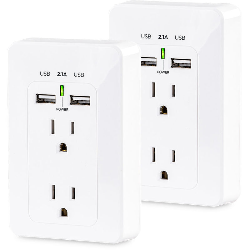 CyberPower 2-Outlet Wall Tap with 2 USB Ports (2-Pack)