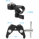 CAMVATE Super Crab Clamp with 15mm Single Rod Adapter