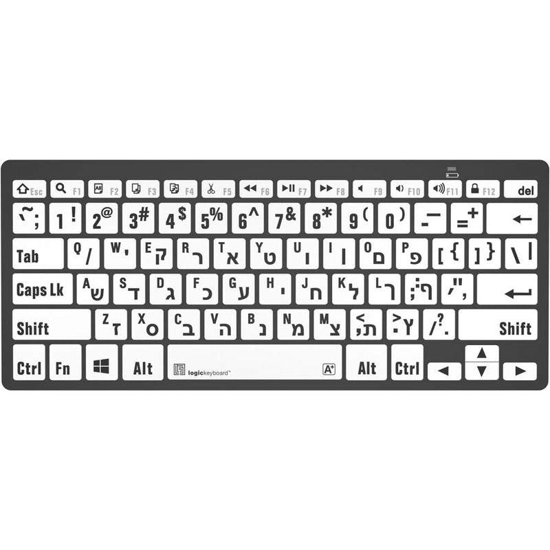 Logickeyboard LargePrint Black-on-White Bluetooth Mini Keyboard (Windows, US English & Hebrew)