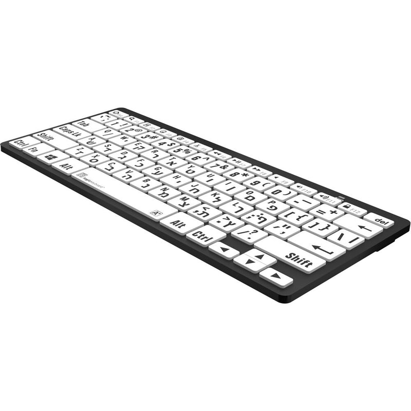 Logickeyboard LargePrint Black-on-White Bluetooth Mini Keyboard (Windows, US English & Hebrew)
