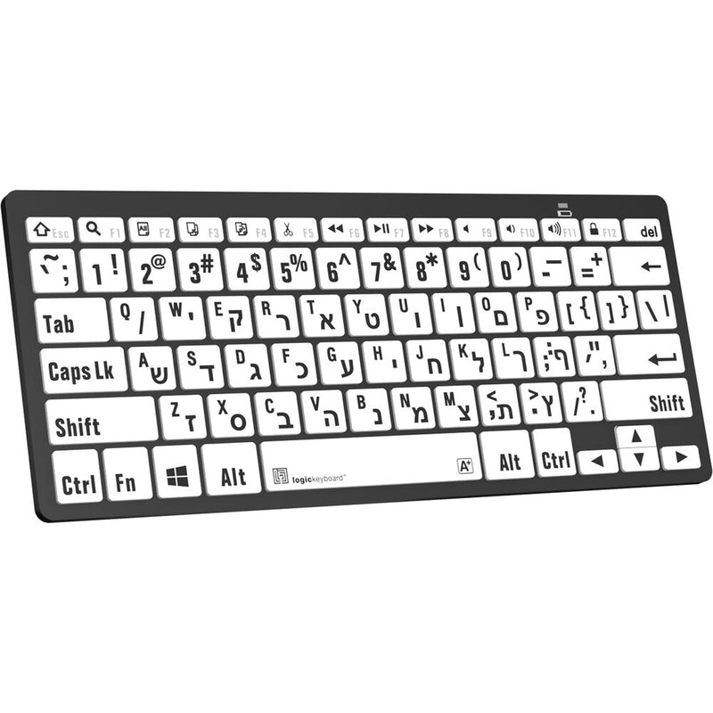 Logickeyboard LargePrint Black-on-White Bluetooth Mini Keyboard (Windows, US English & Hebrew)