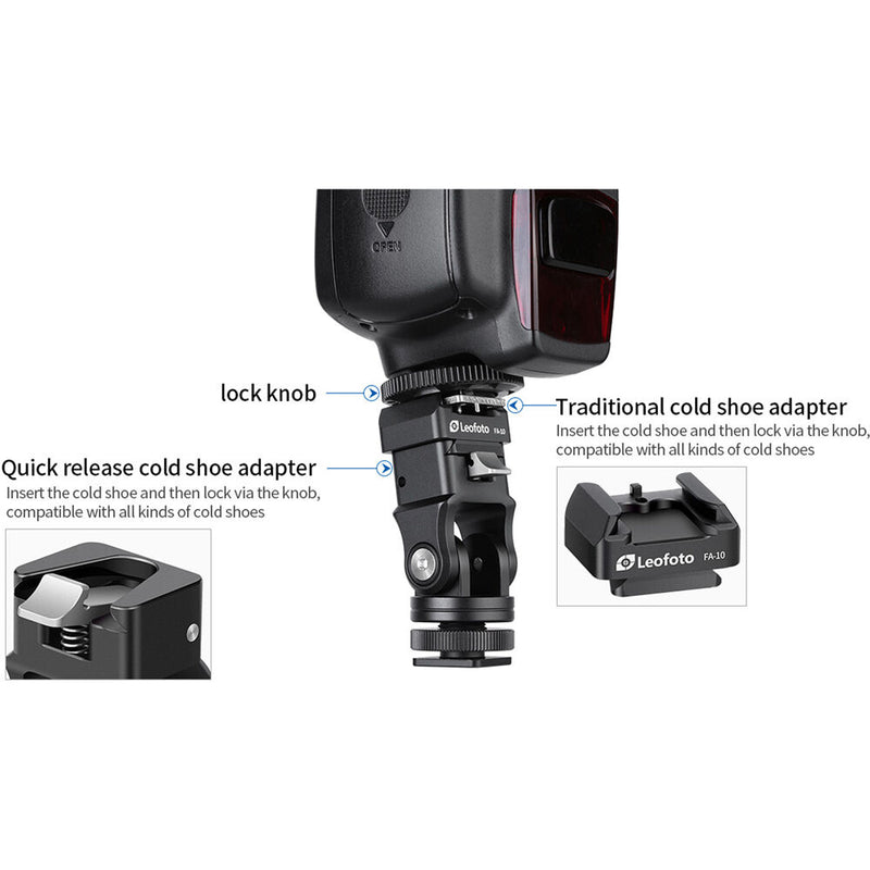 Leofoto FA-15+FA-10 Cold Shoe Mount with Head for FA-10