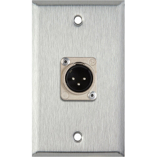 TecNec 1-Gang Wall Plate with 3-Pin XLR Male Connector (Brass)