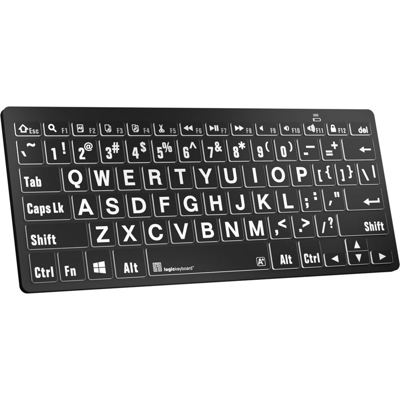 Logickeyboard LargePrint White-on-Black Bluetooth Mini Keyboard (Windows, US English)