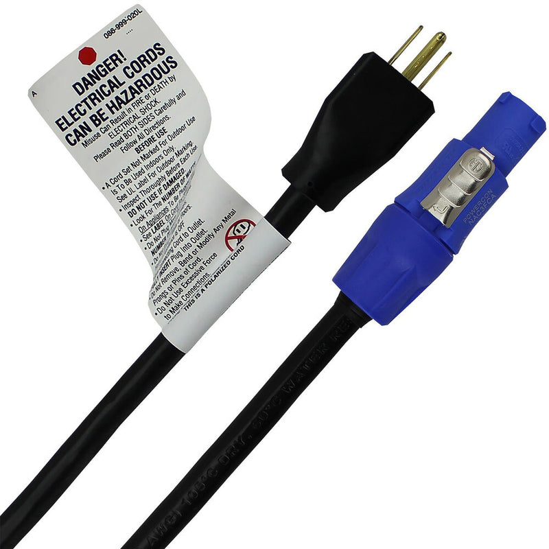 Pro Co Sound eCord Neutrik powerCON NAC3FCA Male to NEMA 5-15P Male Cable (15')