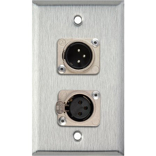 TecNec 1-Gang Wall Plate with with XLR Male & Female Connectors (Stainless Steel)