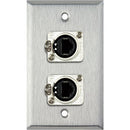 TecNec WPL-1166 1-Gang Stainless Wall Plate with Two RJ45 to Rear Krone Connectors (Brushed Finish)