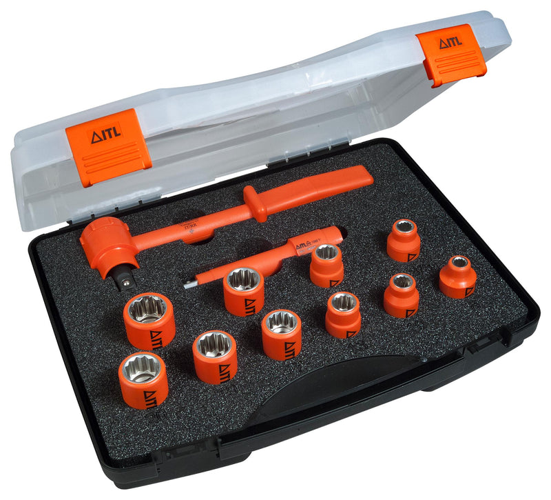 INSULATED TOOLS LTD 03100 Socket Set, 1/2" Drive, 12 Pieces