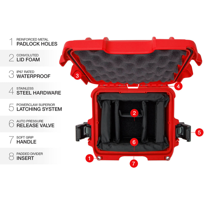 Nanuk 905 Hard Utility Case with Padded Divider Insert (Red)