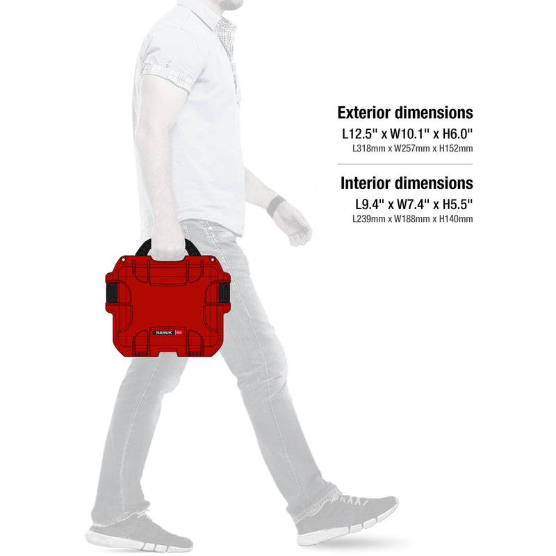Nanuk 905 Hard Utility Case with Padded Divider Insert (Red)