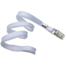 IDP 3/8" Round Non-Breakaway Lanyard with Nickel-Plated Bulldog Clip (White, 100-Pack)