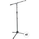 Gator Frameworks Tripod Mic Stand with Standard Twist Clutch and Telescoping Boom (Pair)