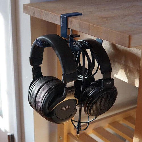 ADV. Dual Suspension 360&ordm; Desk-Mount Twin Headphones Hanger (Blue)