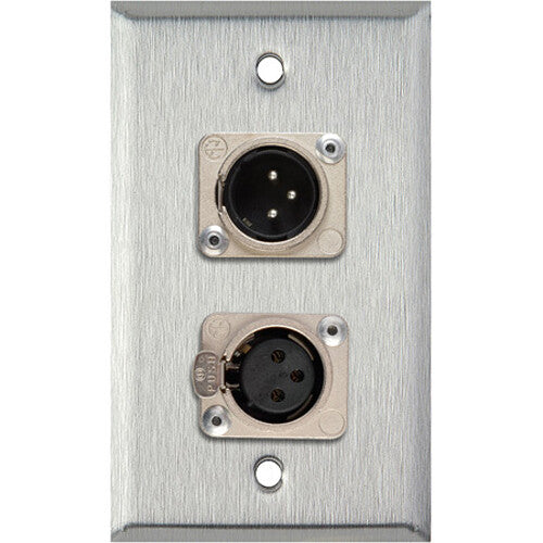 TecNec 1-Gang Wall Plate with with XLR Male & Female Connectors (Gray Lexan)