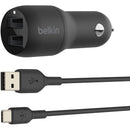 Belkin Boost Charge 24W USB Type-A Car Charger with USB-A/USB-C Cable