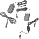 Bescor Combination DR-E6 Coupler, AC Adapter & 5V to 8V USB Adapter Cord for Use with Power Banks